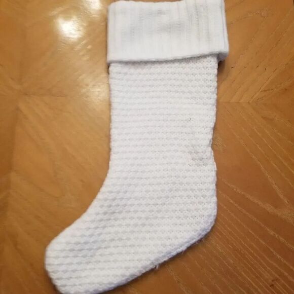 Christmas whie knit monogram D stocking - Picture 2 of 2